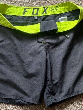 Fox Black Swim Shorts with Neon Yellow Waistband